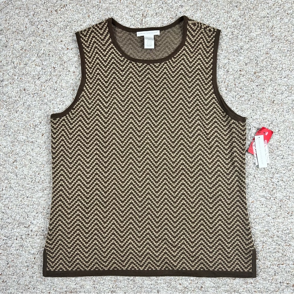 Sarah Spencer NEW Vintage Womens Wool Blend Chevron Print Vest Size XL NWT